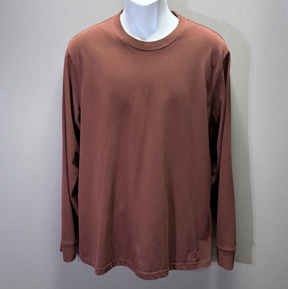 EDDIE BAUER Shirt Men's L Long Sleeve Crew Neck Tee Cotton Outdoors Brown Brick